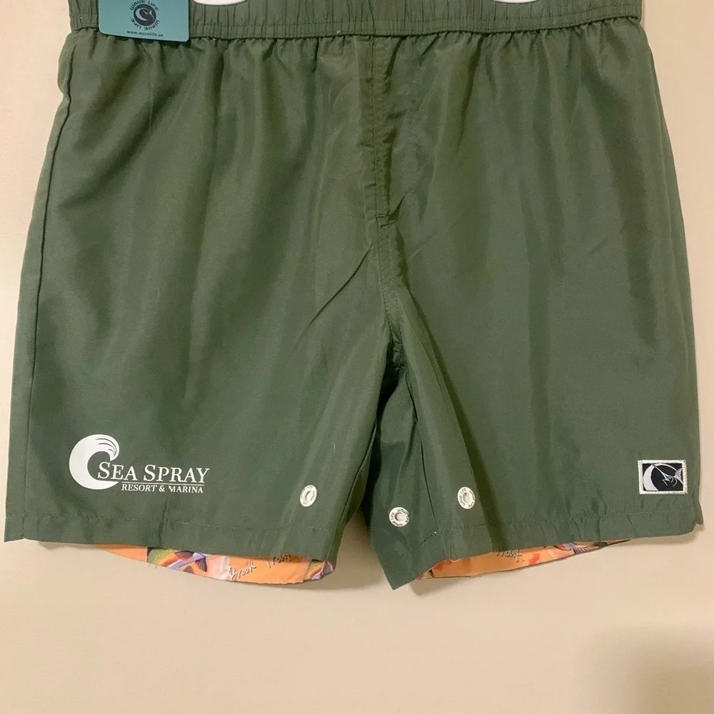 NWT Wave Life reversible Brook Trout board/swim shorts size 32 orange/green - Picture 4 of 5